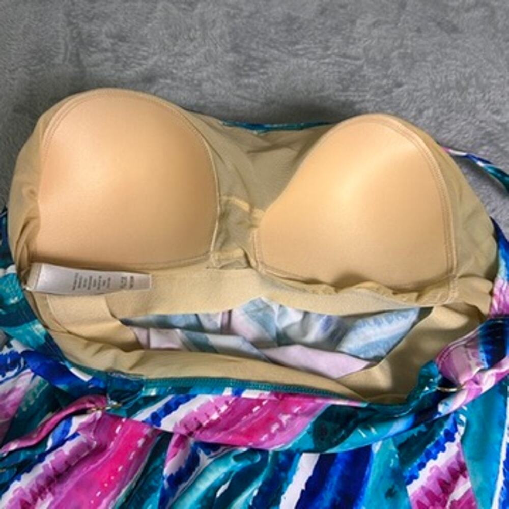 NWT Kim Gravel Tankini Womens 16 Teal Pink Swim Suit Tropical Coastal Island - Picture 8 of 8